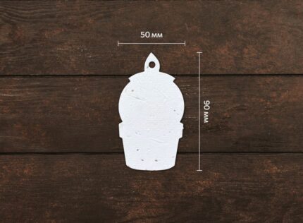 90×50 mm (pot shape) with your design